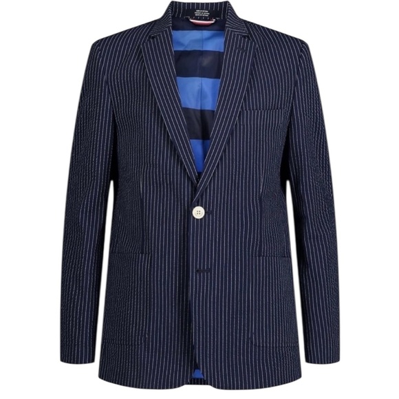 NWT Tommy Hilfiger‎ Boys Navy Pinstripe Blazer Suit Jacket Spring Classic Preppy